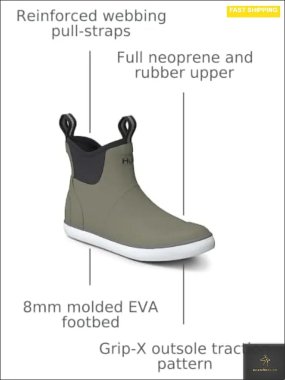 Men's Waterproof Fishing Rain Boots with GRIPX Non-Slip Traction